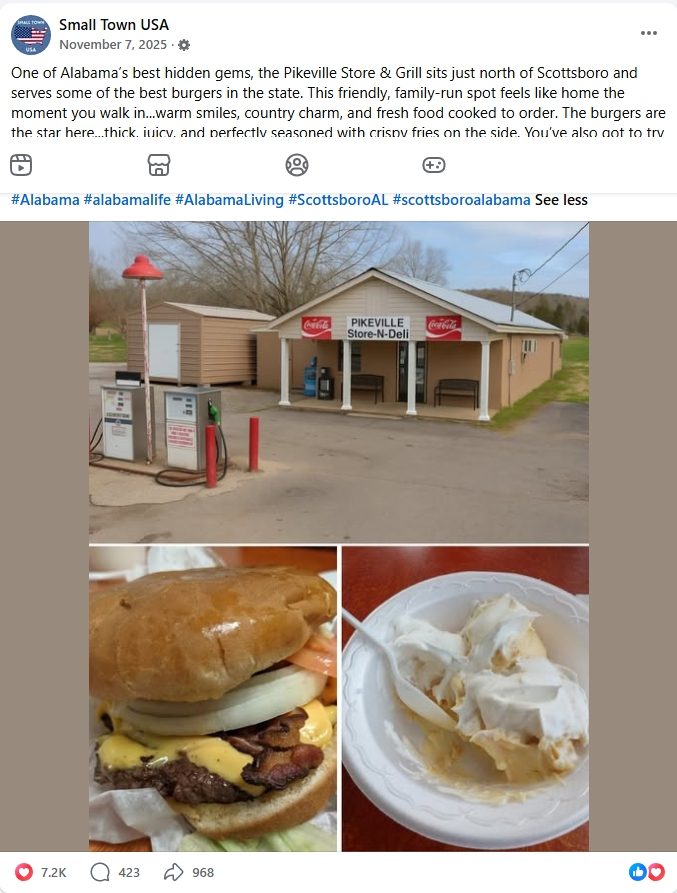 Small Town USA Facebook feature on Pikeville Store and Grill