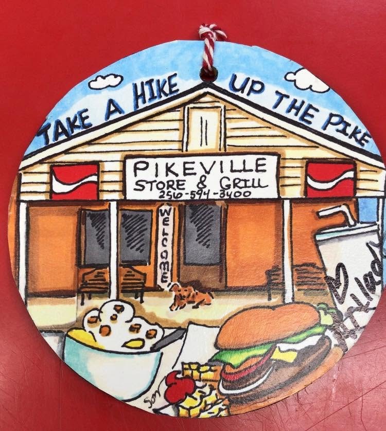 Hand painted Pikeville ornament reading Take a Hike Up the Pike